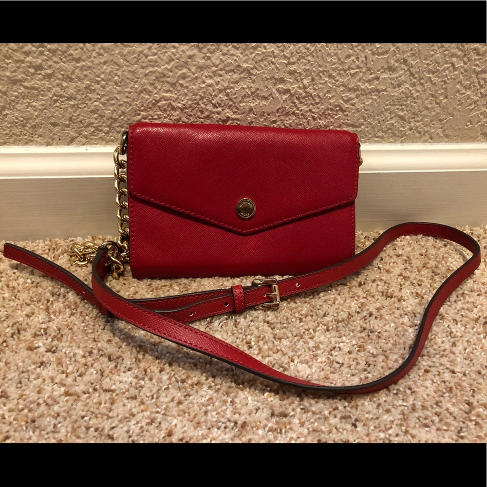 Michael Kors Red Clutch with Shoulder Strap